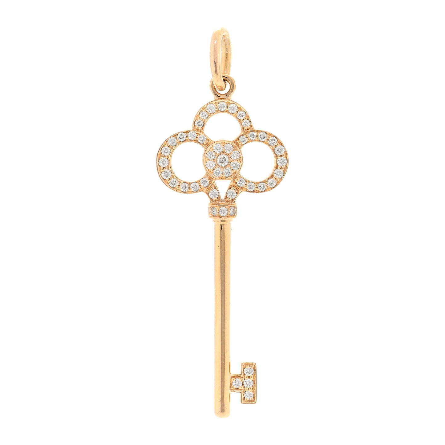 18K Rose Gold Diamond Crown Key Pendant
