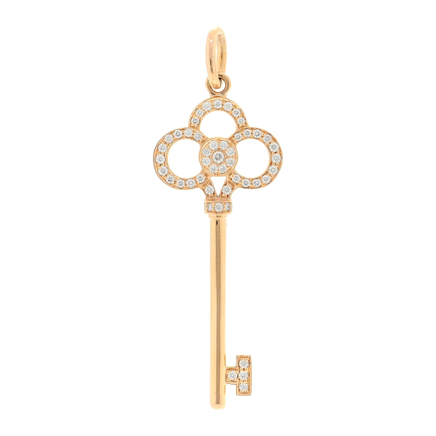 Tiffany 18K Rose Gold Diamond Crown Key Pendant 1 of 3