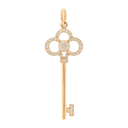 Tiffany 18K Rose Gold Diamond Crown Key Pendant 1 of 3