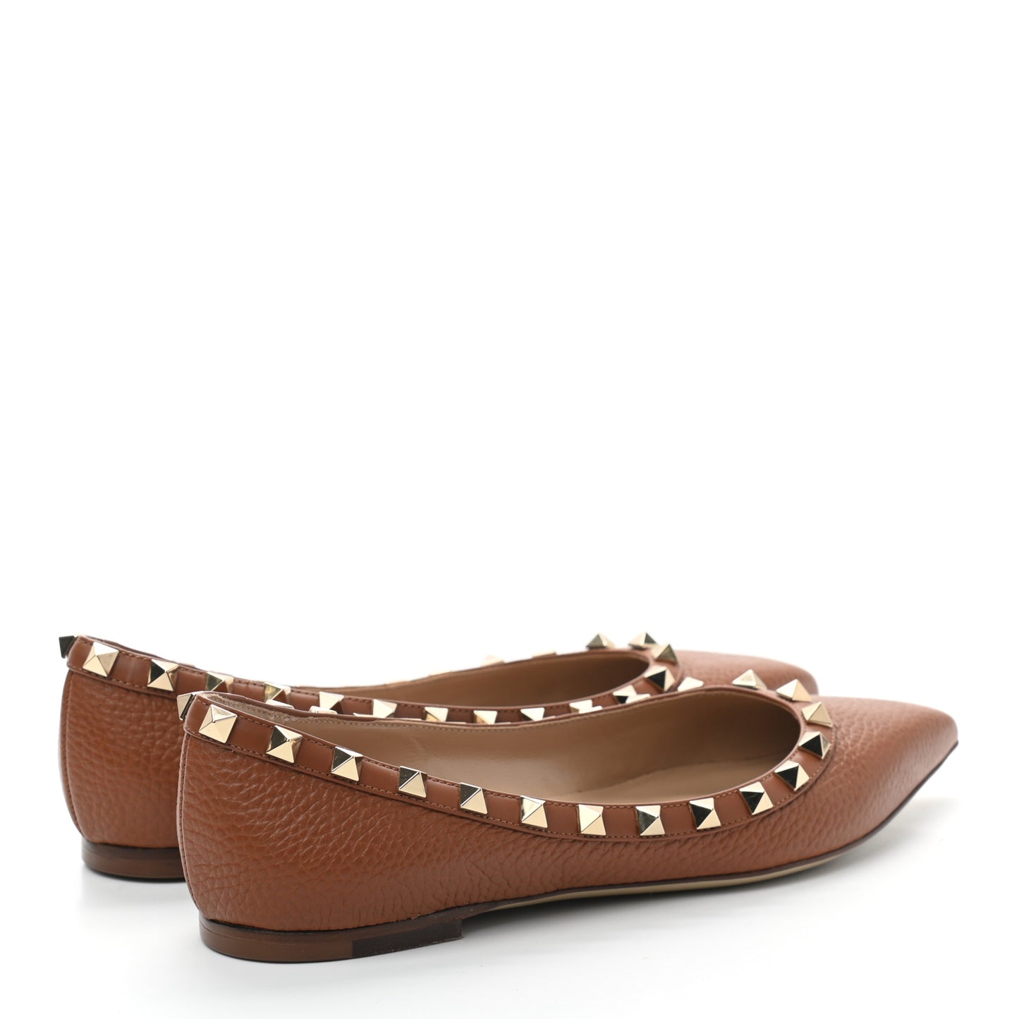 Pebbled Calfskin Rockstud Ballerina Flats 36 Selleria