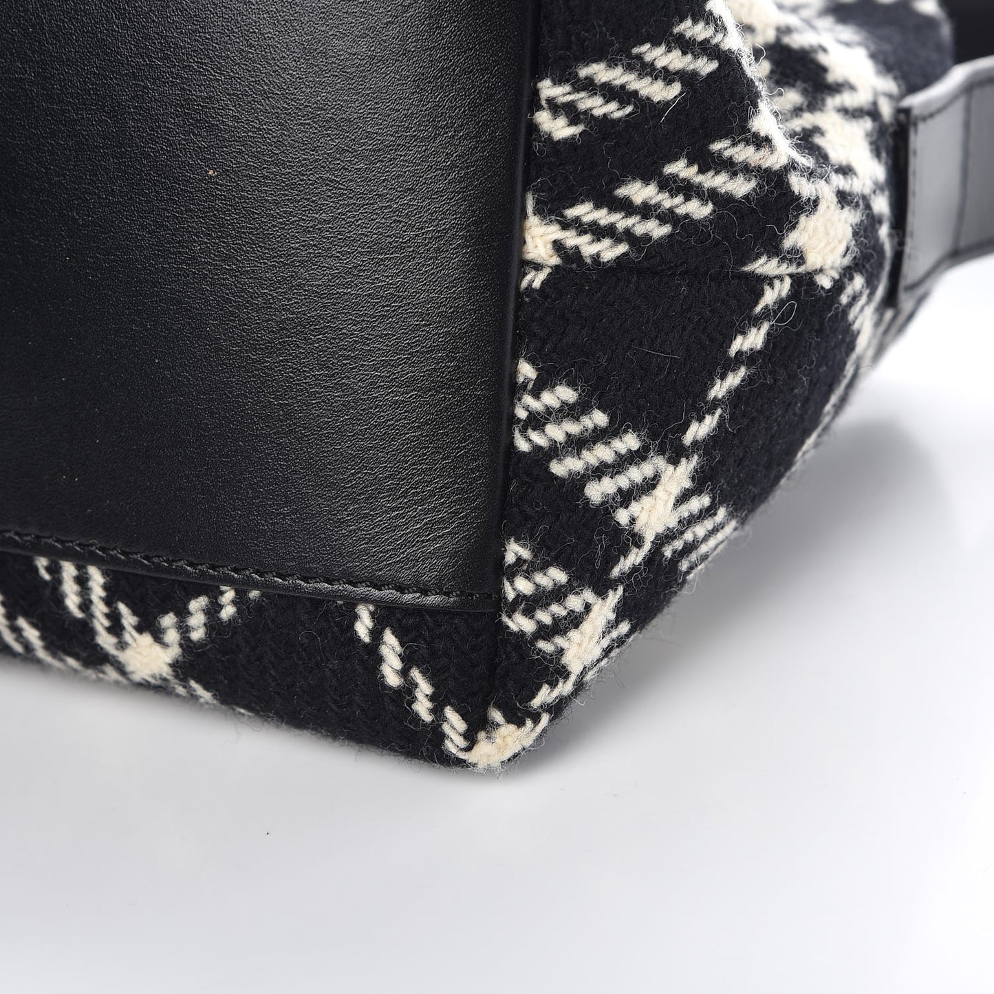 Wool Plaid Check Small Shoulder Bag Black