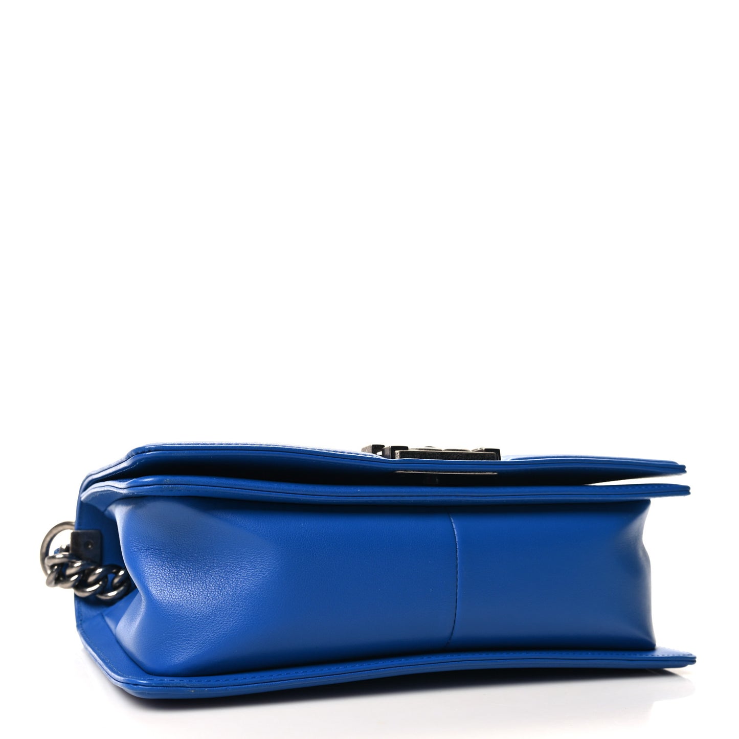Calfskin Chevron Quilted Medium Boy Flap Bright Blue