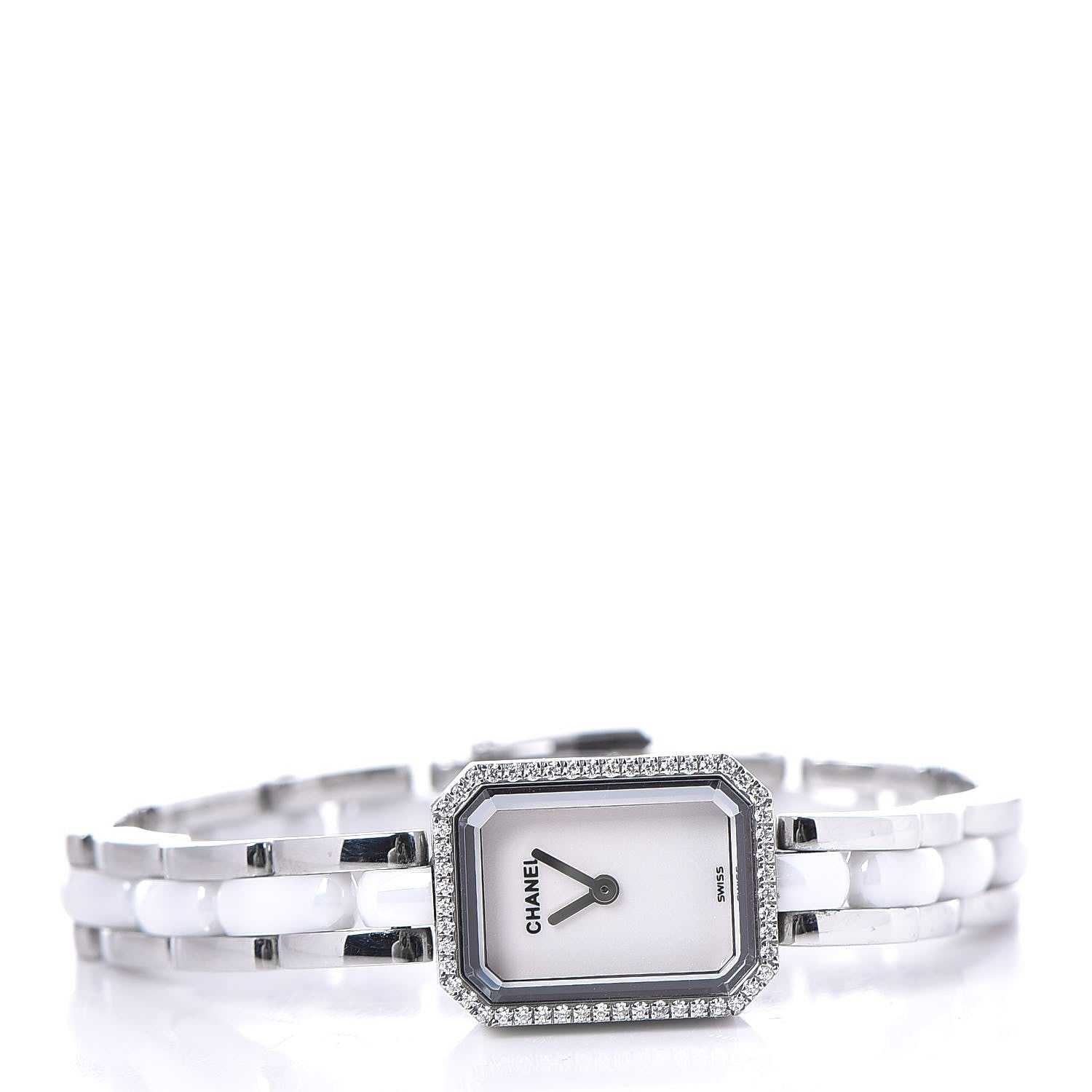 Chanel Stainless Steel Ceramic Diamond Bezel 16mm Chain Premiere Quartz Watch White 3 of 5