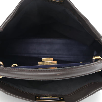 Fendi Vitello Dolce Marmol Large Peekaboo Iconic Satchel Ebano Blu Scuro 5 of 16