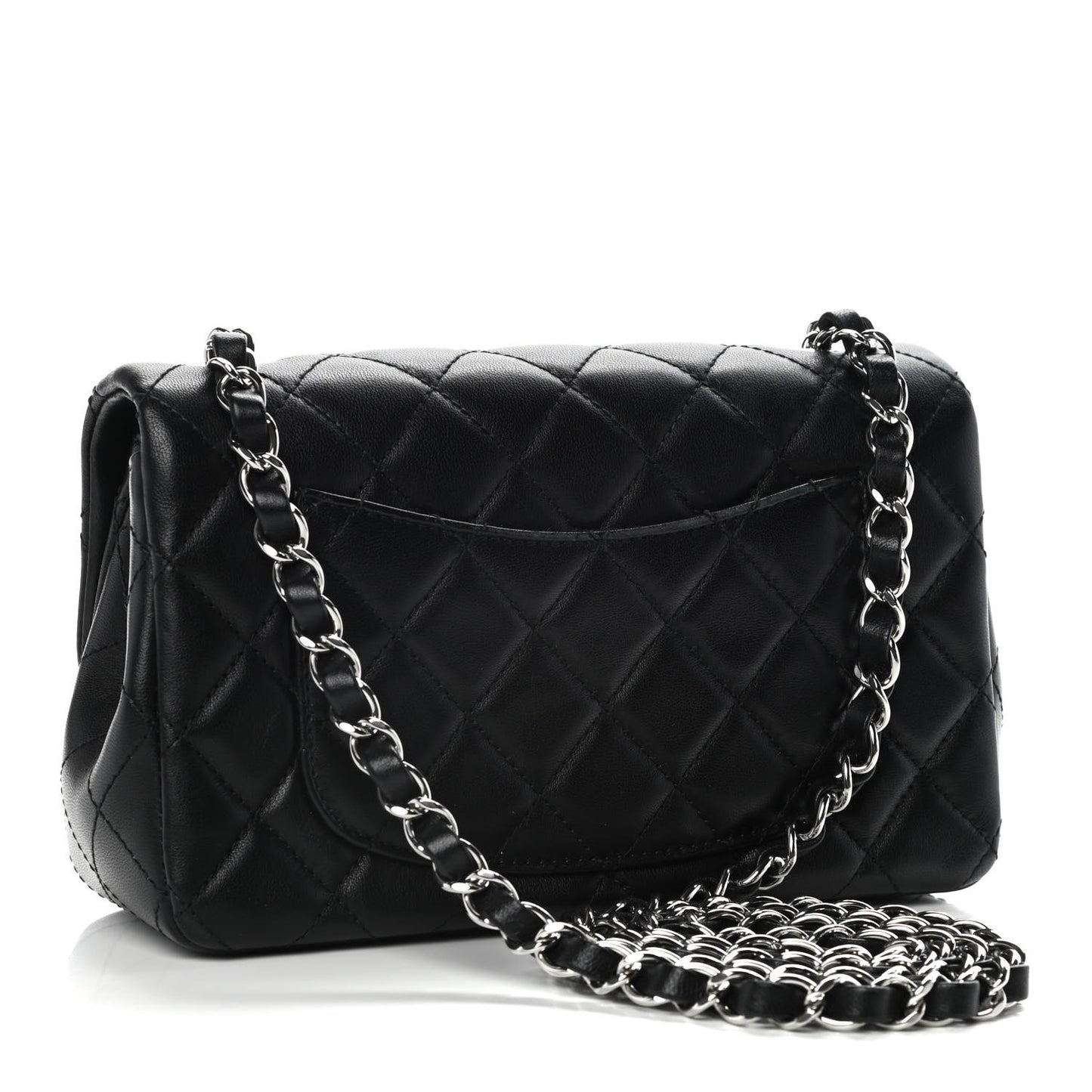 Lambskin Quilted Mini Rectangular Flap Black
