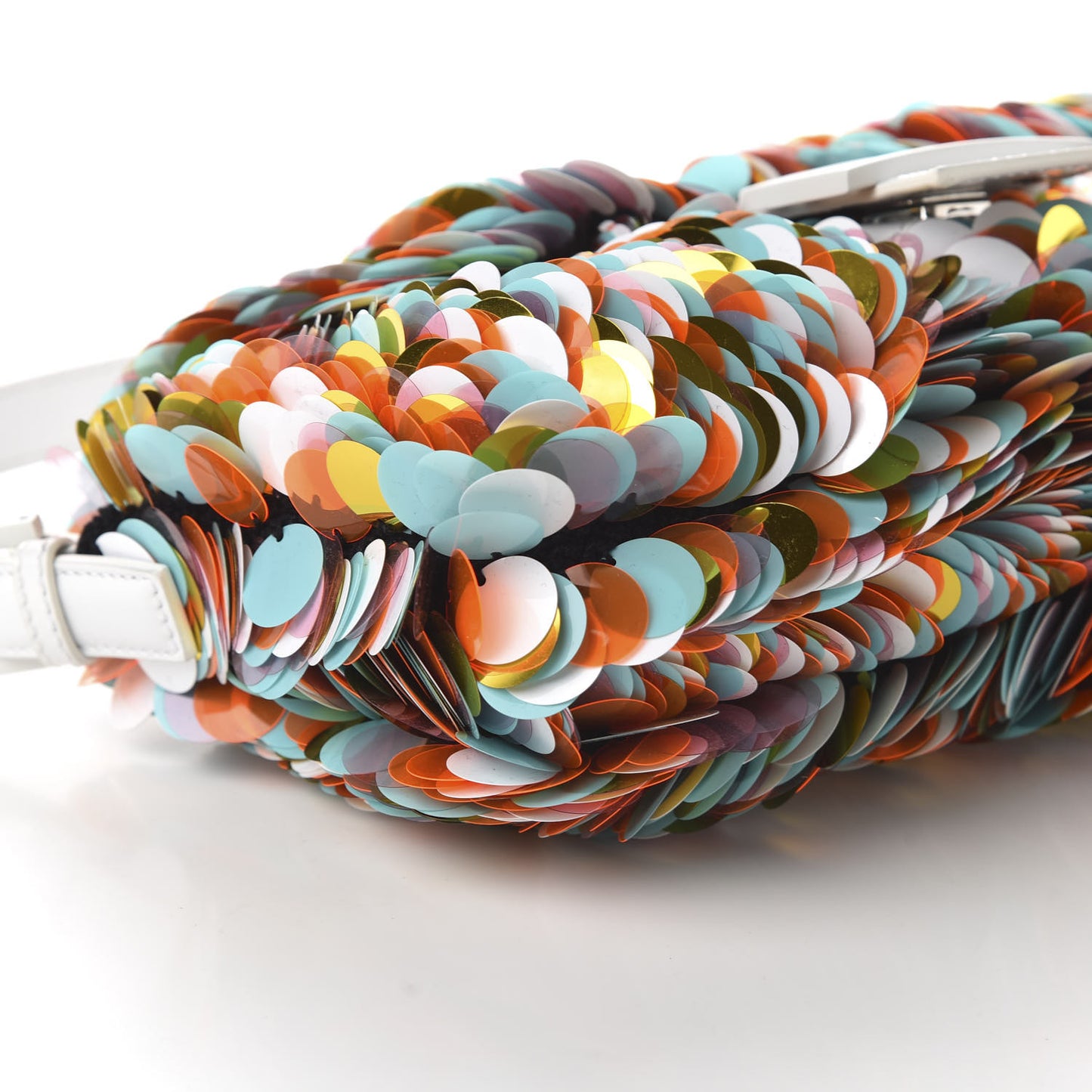 Sequin Maxi Paillettes Cuoio Lucido Baguette Multicolor White