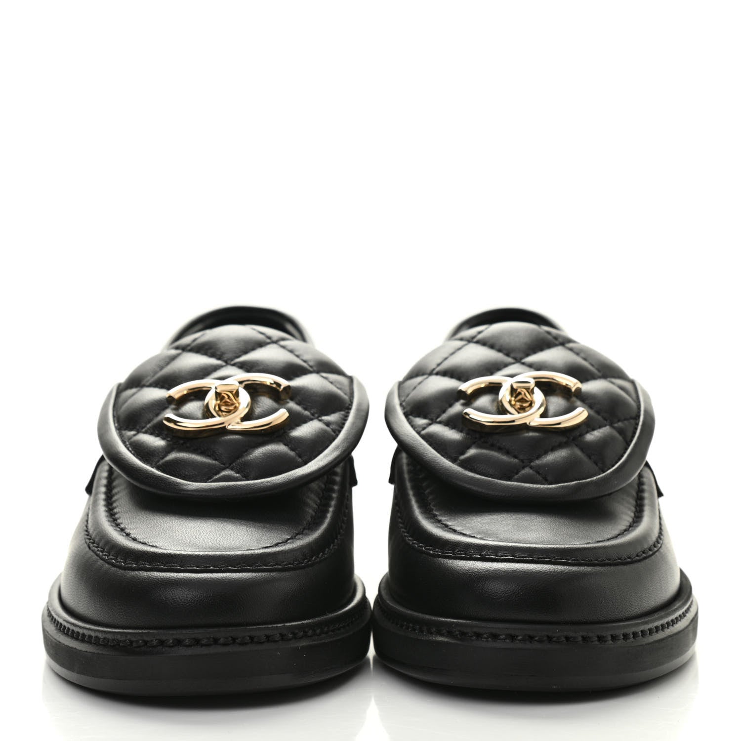 Chanel Lambskin Quilted CC Turnlock Loafers 36 Black 2 of 10