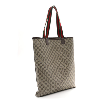Gucci GG Supreme Monogram Web Large Ophidia Vertical  Front Pocket Shopping Tote Brown 3 of 10