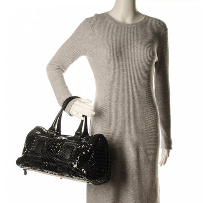 Bottega Veneta Patent Nappa Intrecciato Satchel Nero Black 2 of 13