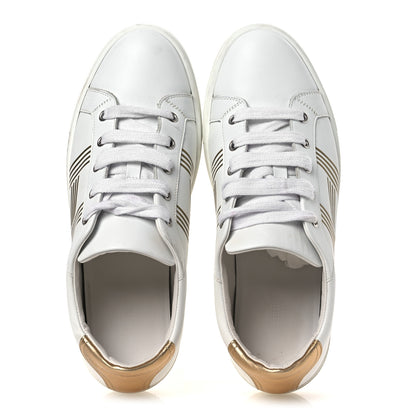 Hermes Metallic Calfskin Womens Advantage Sneakers 39.5 White Dore 2 of 13
