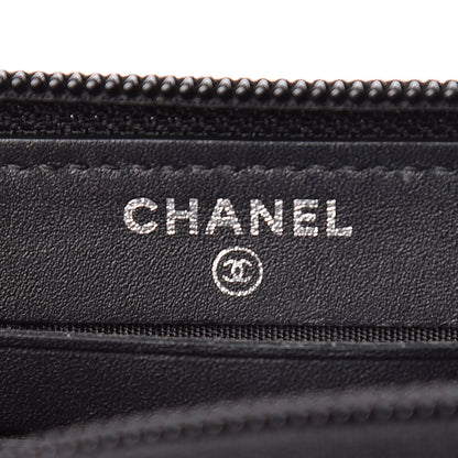 Chanel Distressed Patent Quilted Small Boy Zip Around Wallet Black 6 of 8
