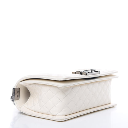 Chanel Lambskin Quilted Chevron Small Boy Flap White 4 of 9