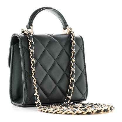 Chanel Iridescent Lambskin Quilted Top Handle Flap Clutch With Chain Dark Green 3 of 13