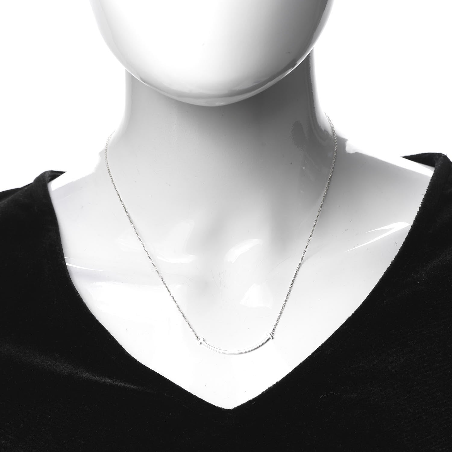 Tiffany Sterling Silver Small T Smile Pendant Necklace 2 of 5