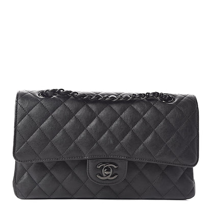 Chanel Crumpled Calfskin Quilted Medium Double Flap So Black 1 of 11