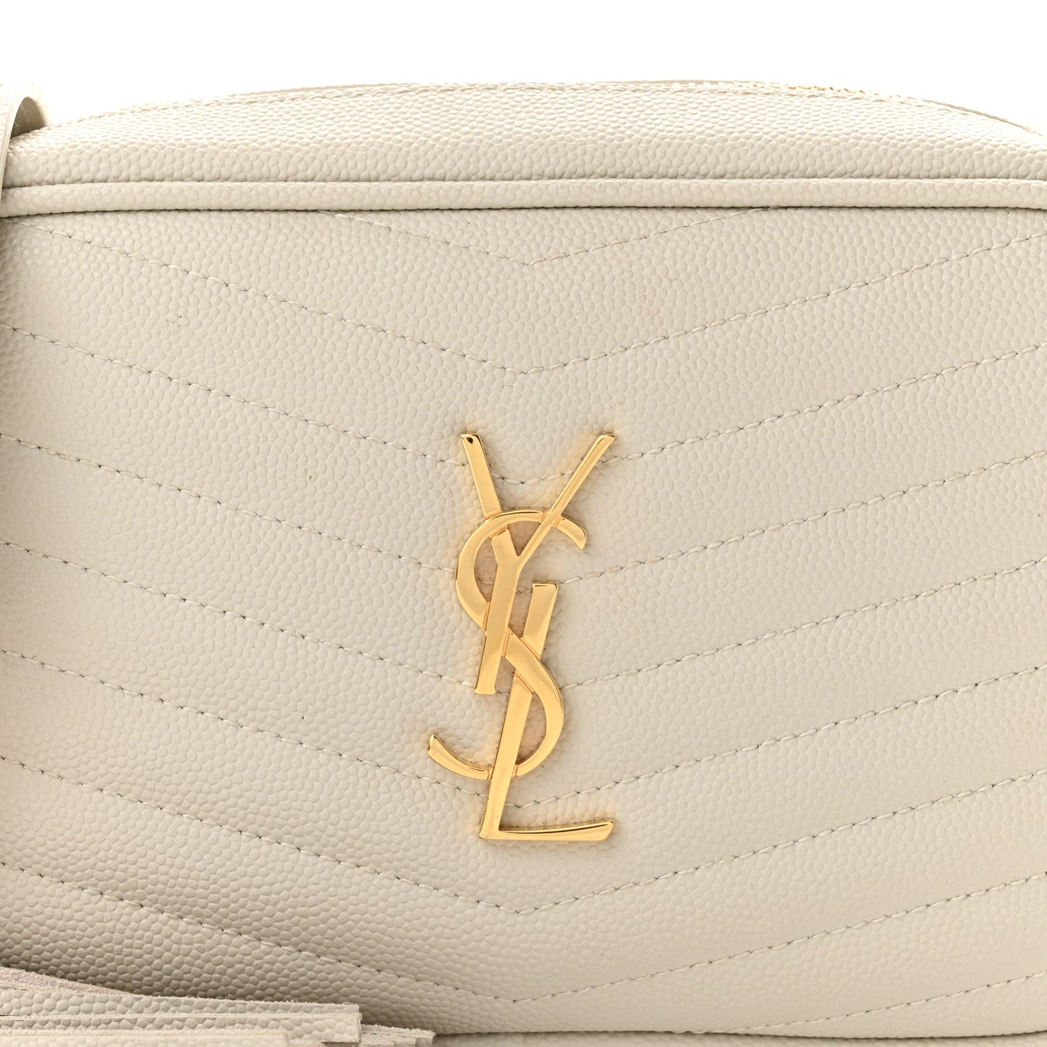 Saint Laurent Grain De Poudre Matelasse Monogram Mini Lou Camera Bag Blanc Vintage 8 of 10
