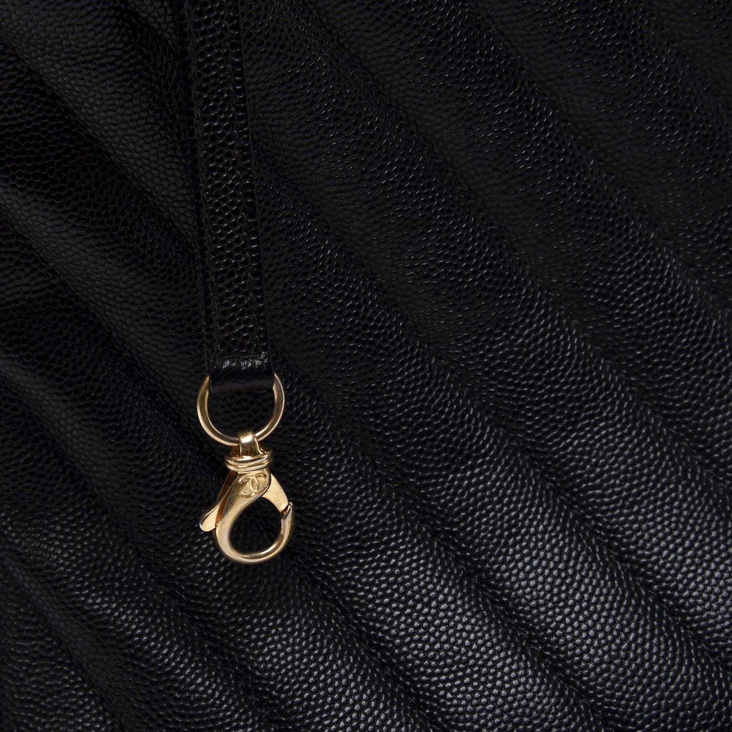 Chanel Caviar Chevron Quilted Coco Handle Shopping Tote Black 12 of 14