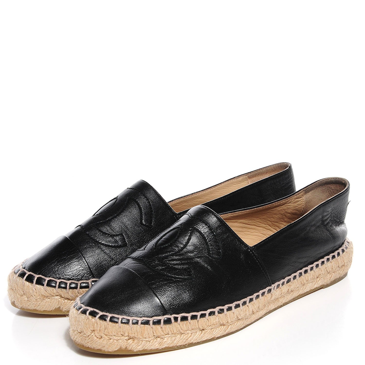 Chanel Lambskin CC Espadrilles 38 Black 3 of 7