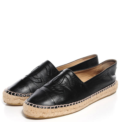 Chanel Lambskin CC Espadrilles 38 Black 3 of 7