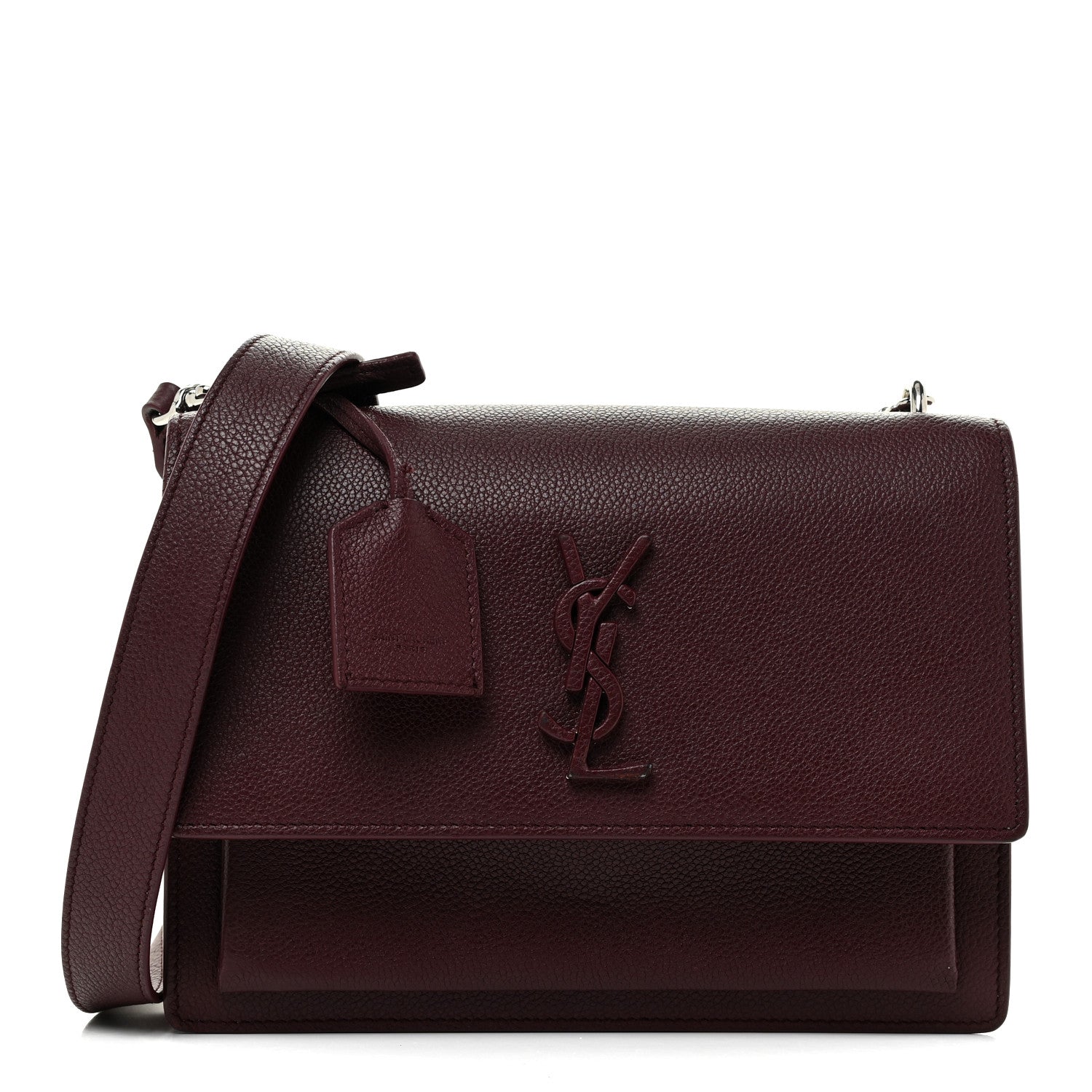 Saint Laurent Calfskin Monogram Medium Sunset Satchel Rouge Legion 1 of 15