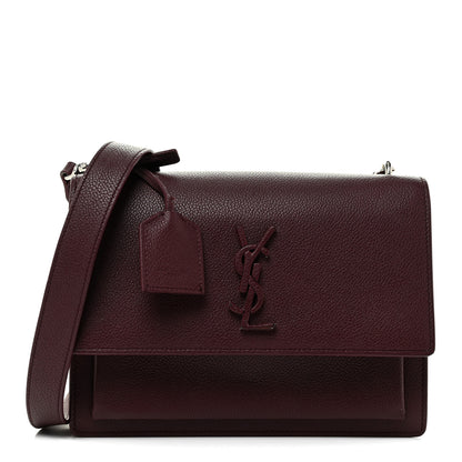 Saint Laurent Calfskin Monogram Medium Sunset Satchel Rouge Legion 1 of 15