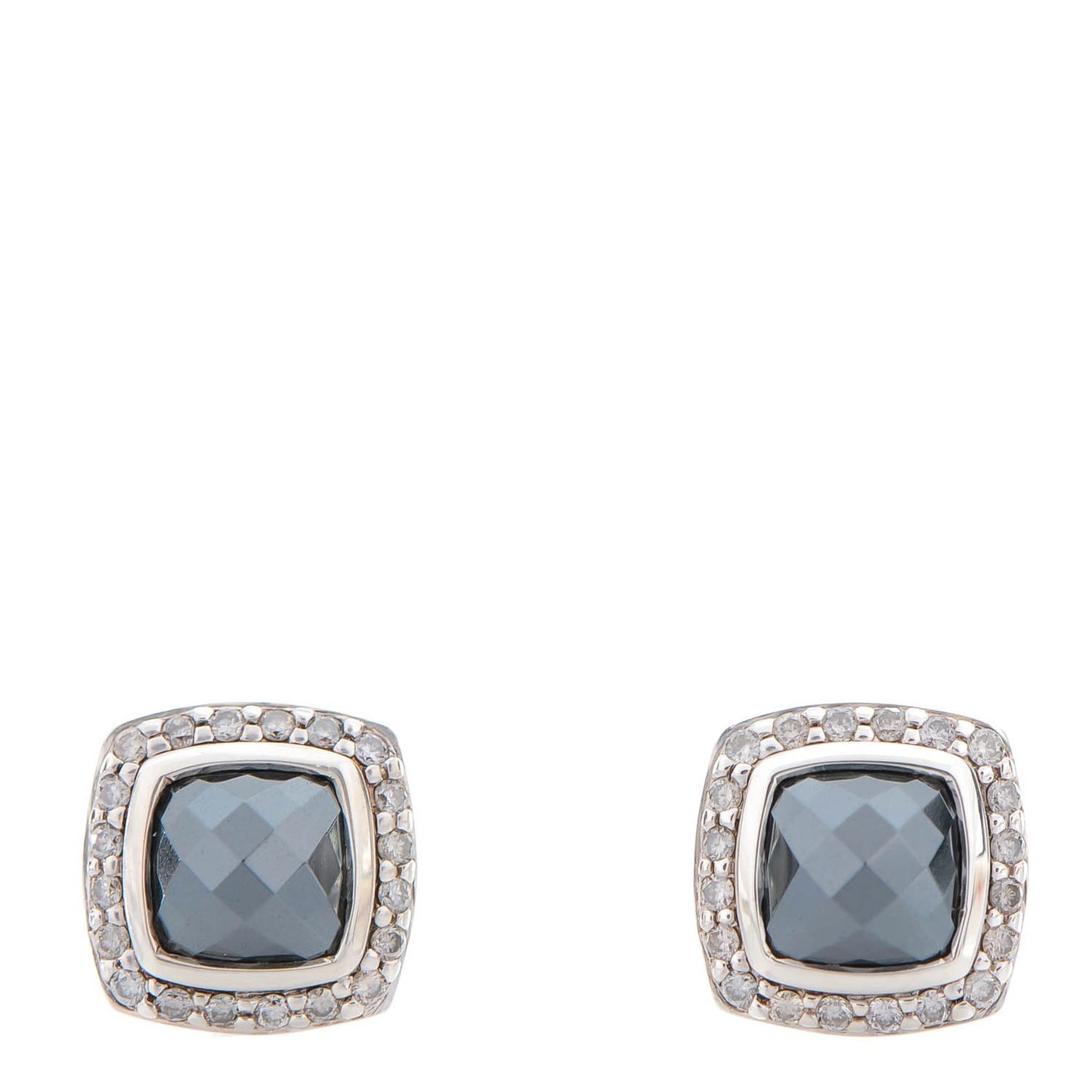 Sterling Silver Diamond Hematite 7mm Petite Albion Earrings