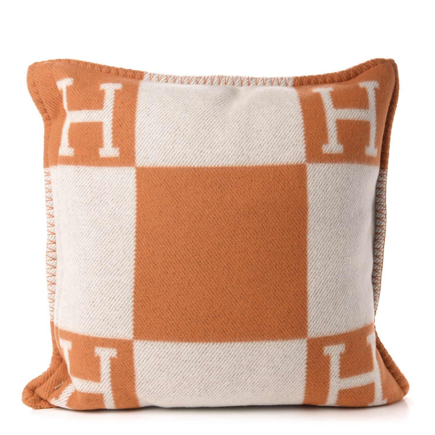 Hermes Wool Cashmere Avalon Pillow PM Ecru Potiron 2 of 3