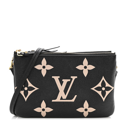 Louis Vuitton Empreinte Monogram Giant Double Zip Pochette Black Cream 1 of 23
