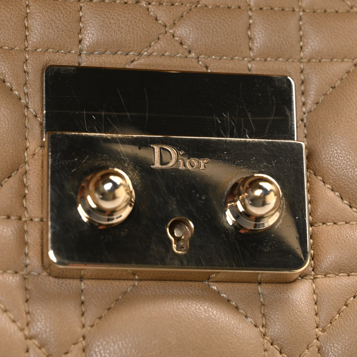 Christian Dior Lambskin Cannage Medium Miss Dior Flap Beige