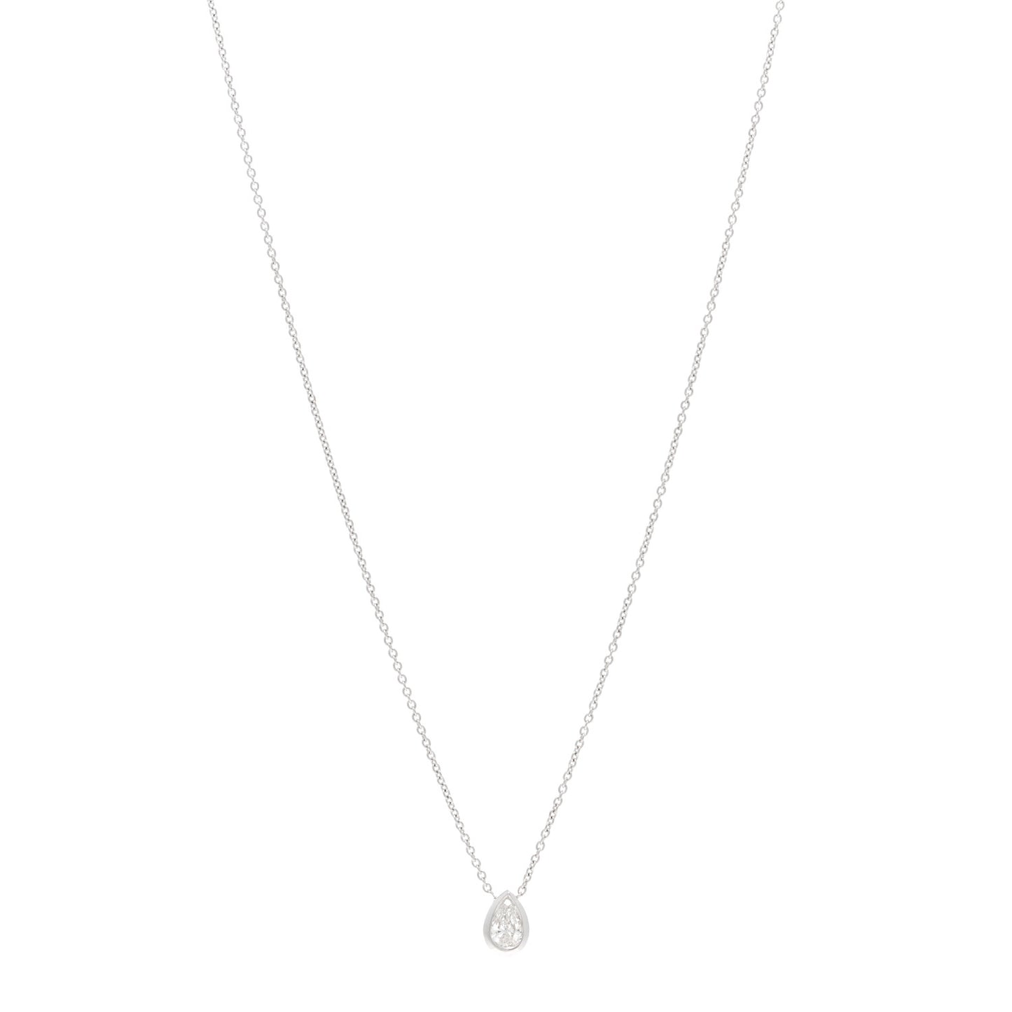 18K White Gold Diamond .20ct Pear Cut Pendant Necklace