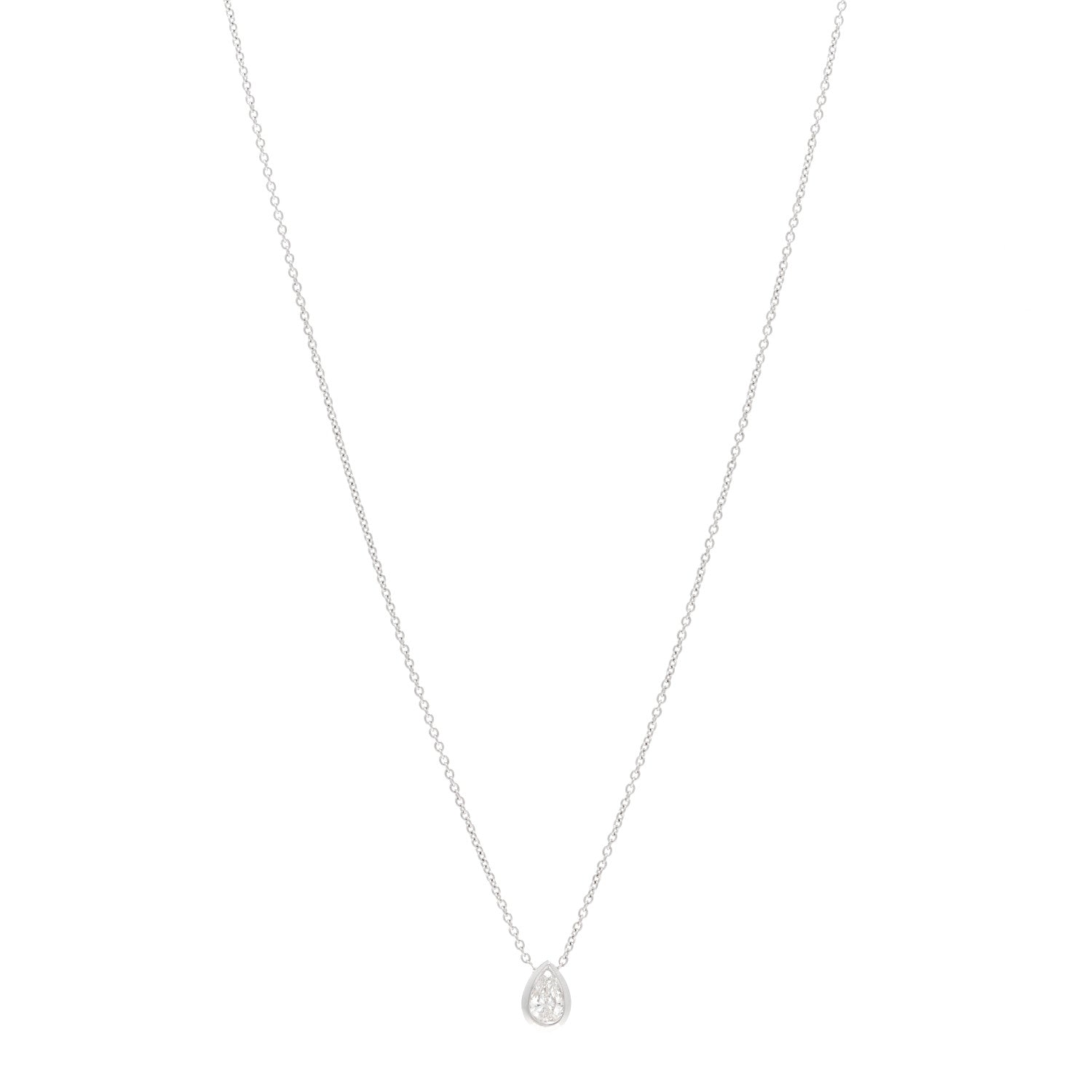 Roberto Coin 18K White Gold Diamond .20ct Pear Cut Pendant Necklace 1 of 4