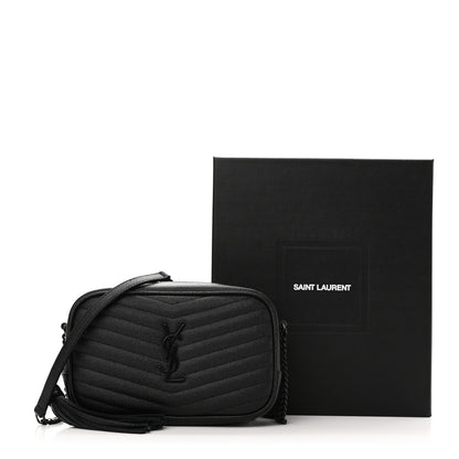 Saint Laurent Grain De Poudre Matelasse Monochrome Monogram Mini Lou Camera Bag Black 11 of 11