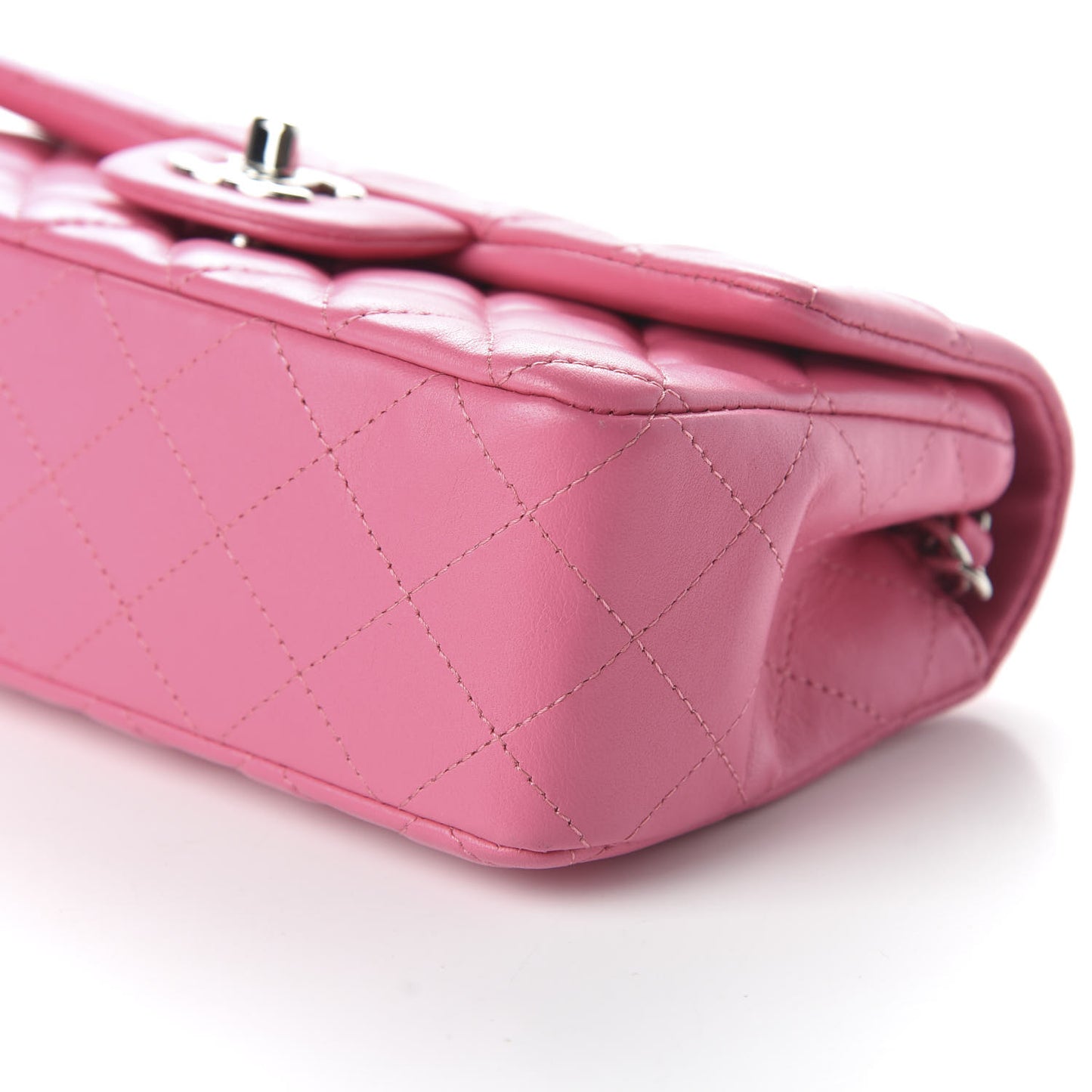 Lambskin Quilted Mini Rectangular Flap Pink