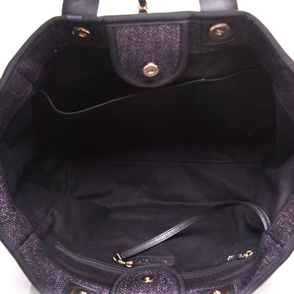 Chanel Woven Straw Raffia Medium Deauville Tote Navy 5 of 14