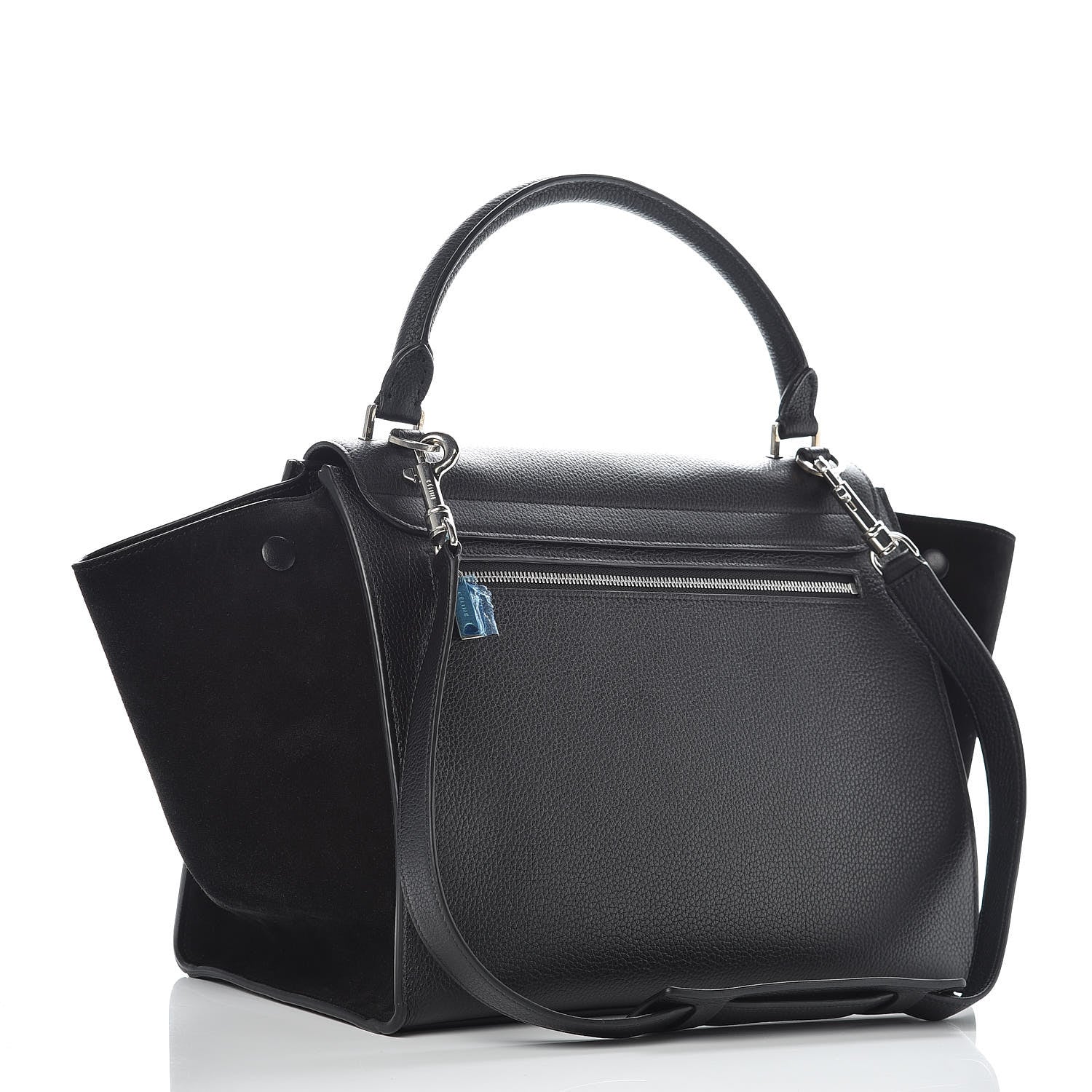 Celine Drummed Calfskin Suede Medium Trapeze Black 4 of 9