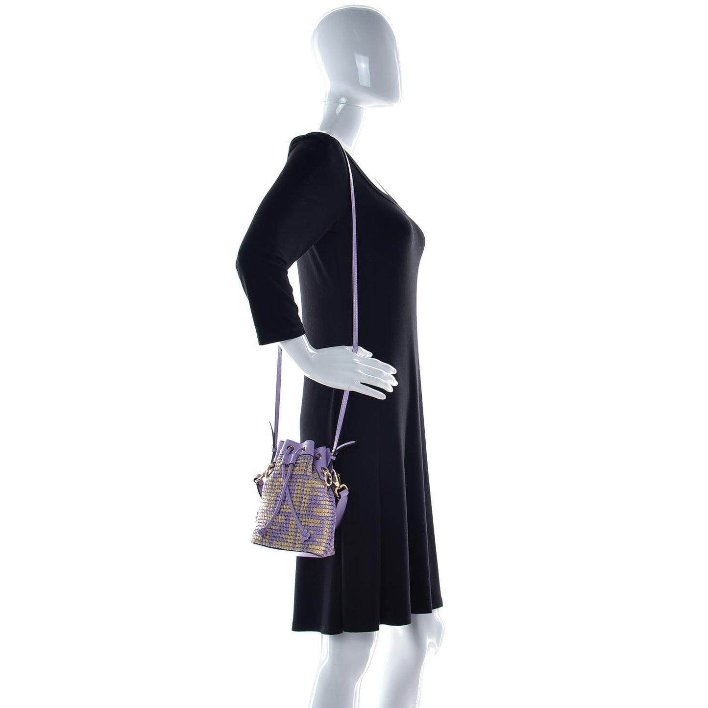 Raffia Vitello Seta F is Fendi FF Woven Mini Mon Tresor Bucket Bag Anemone Natural