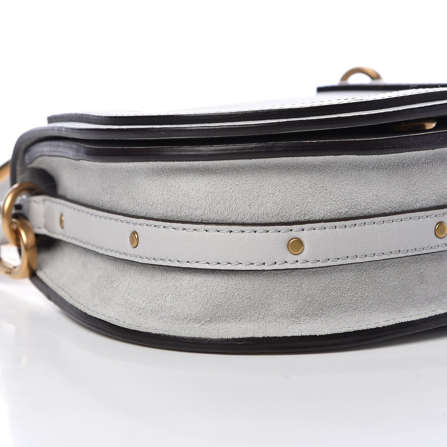 Calfskin Suede Small Nile Bracelet Bag Airy Grey