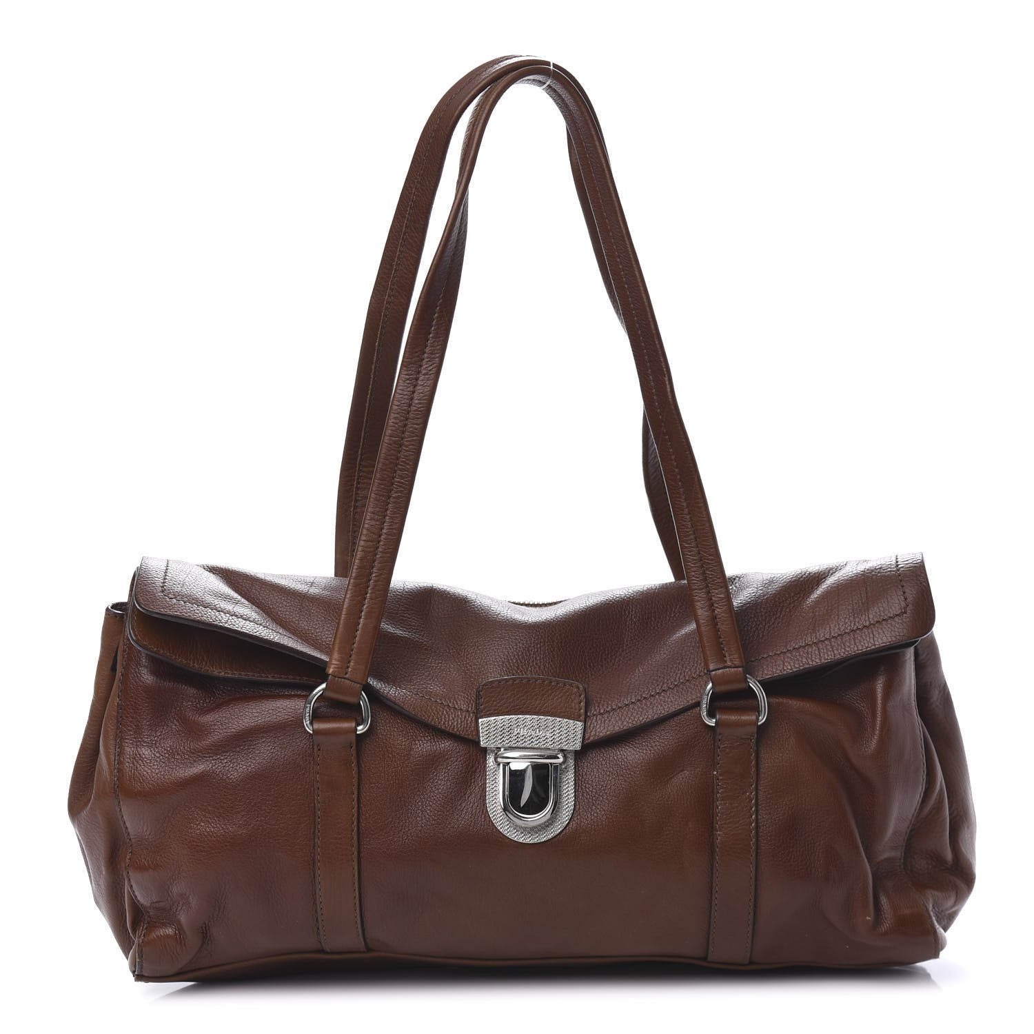 Prada Cervo Antik Easy Foldover Pushlock Satchel Bruciato 1 of 9