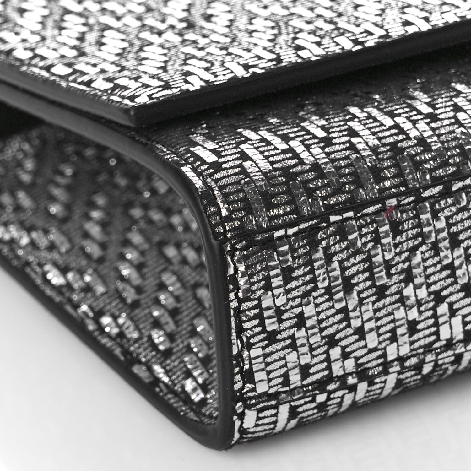 Saint Laurent Metallic Calfskin Chevron Small Monogram Kate Satchel Black Argento 8 of 9
