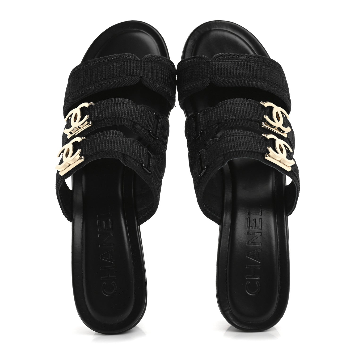 Chanel Fabric Metal CC Logo Mules 36 Black 2 of 10