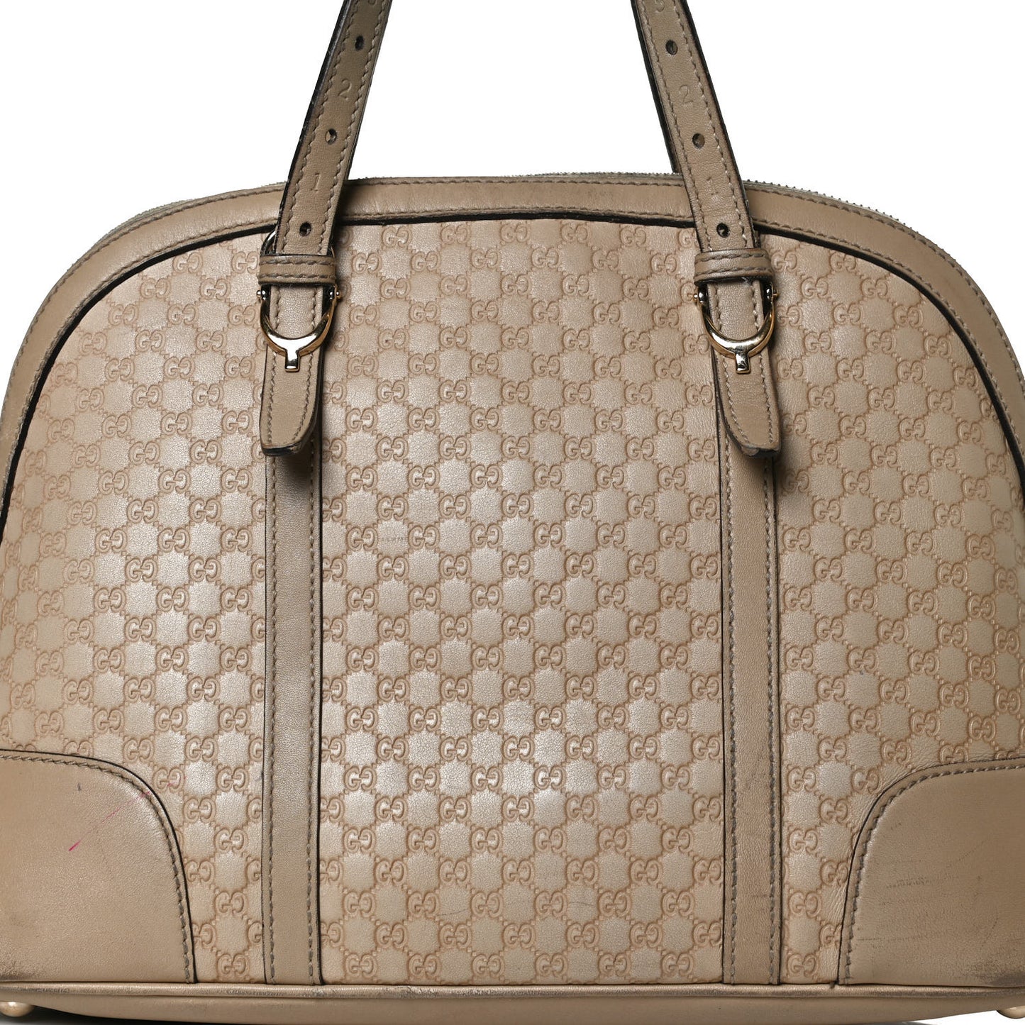 Microguccissima Small Nice Top Handle Dome Bag Beige