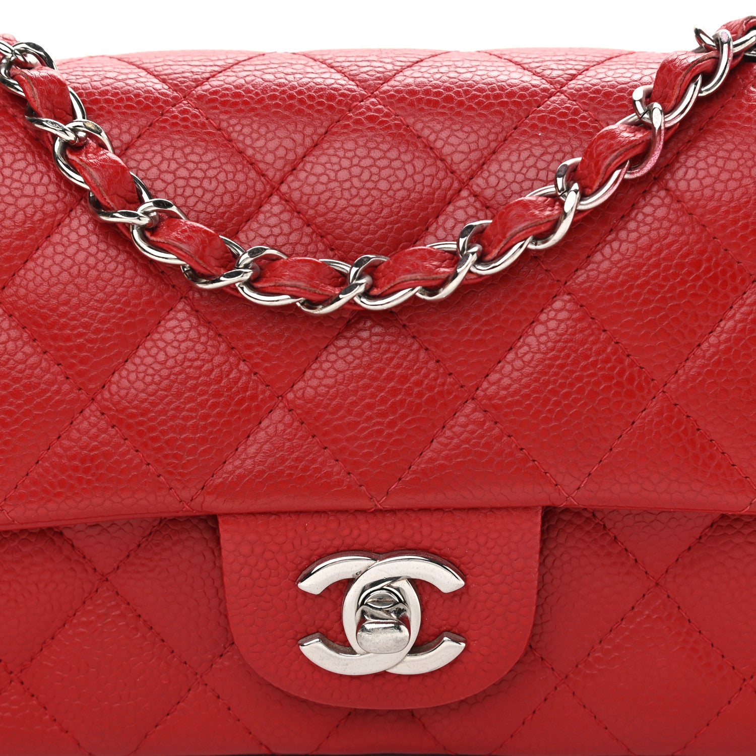 Chanel Caviar Quilted Mini Rectangular Flap Red 8 of 11
