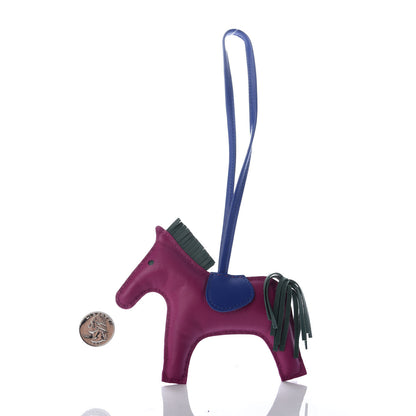 Hermes Milo Lambskin Grigri Rodeo Horse Bag Charm MM Rose Pourpre Malachite Bleu Electrique 2 of 4