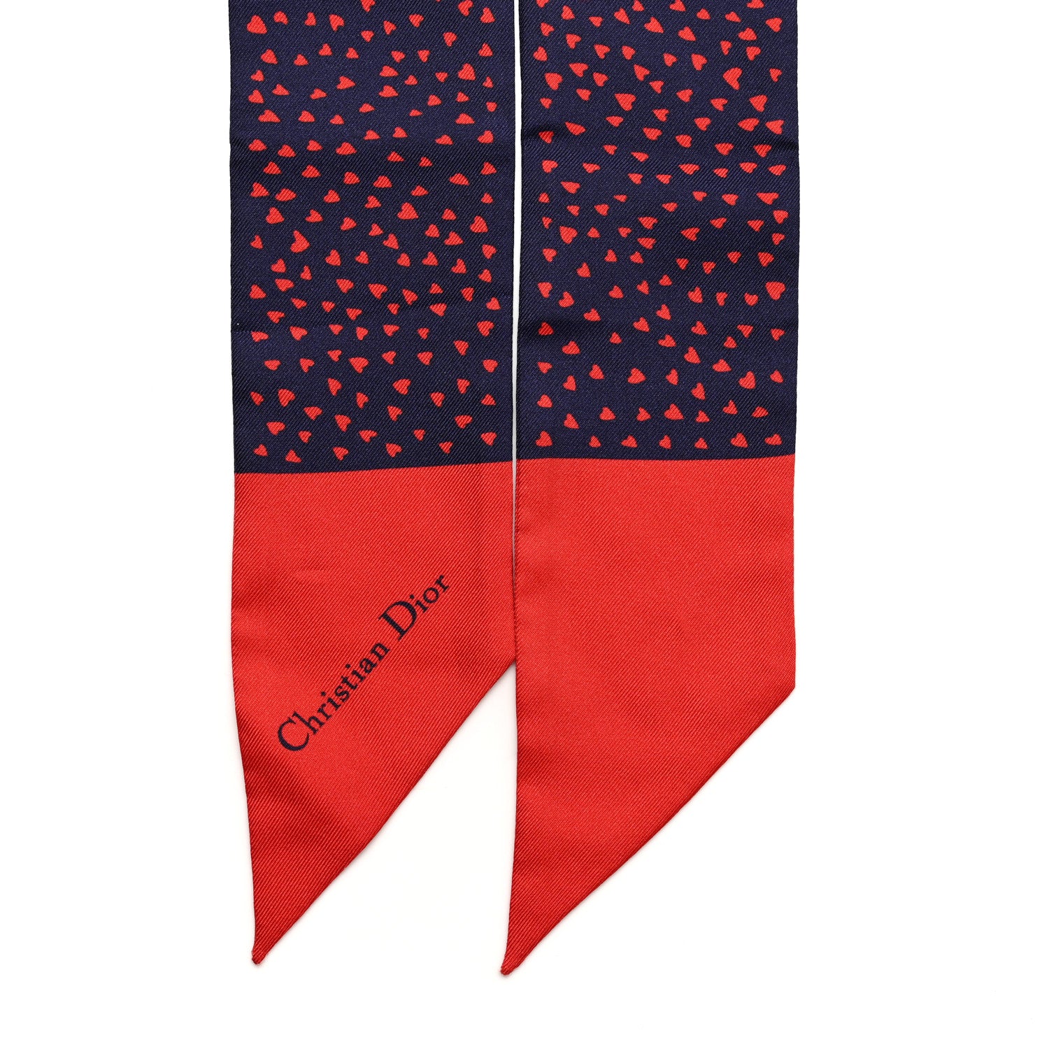 Christian Dior Silk Hearts Mitzah Scarf Navy Blue Red 2 of 5
