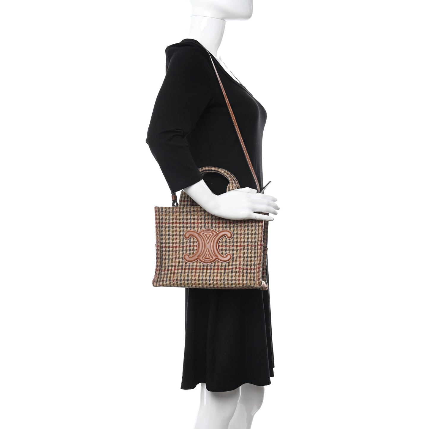 Tweed Calfskin Triomphe Small Cabas Thais Multicolor