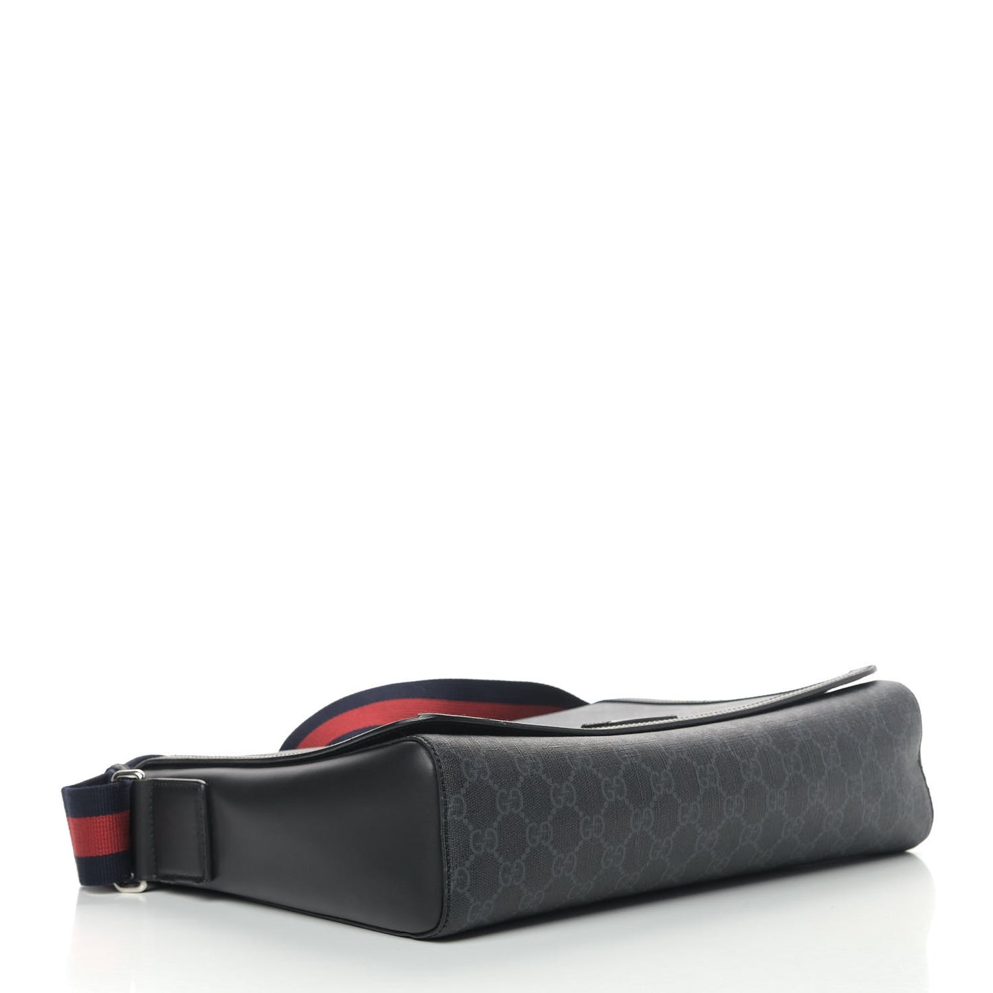 GG Supreme Monogram Web Flap Messenger Bag Black Grey