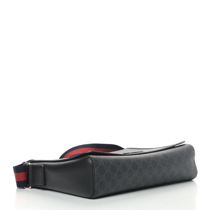 Gucci GG Supreme Monogram Web Flap Messenger Bag Black Grey 4 of 16