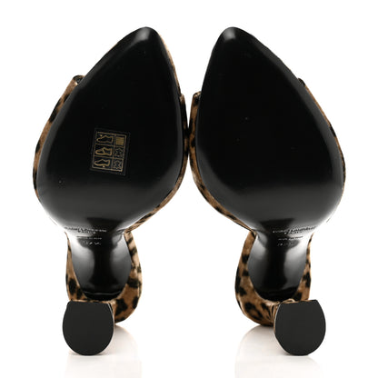 Saint Laurent Velvet Leopard Print Gippy 105 Sandals 37.5 Brown 5 of 8