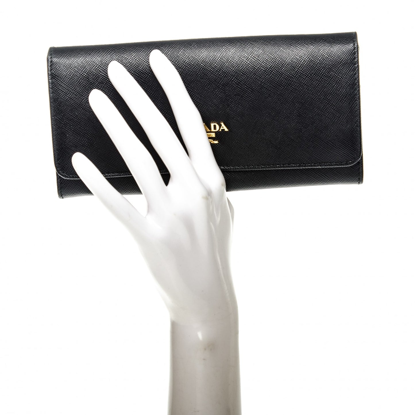 Saffiano Metal Continental Flap Wallet Nero Black