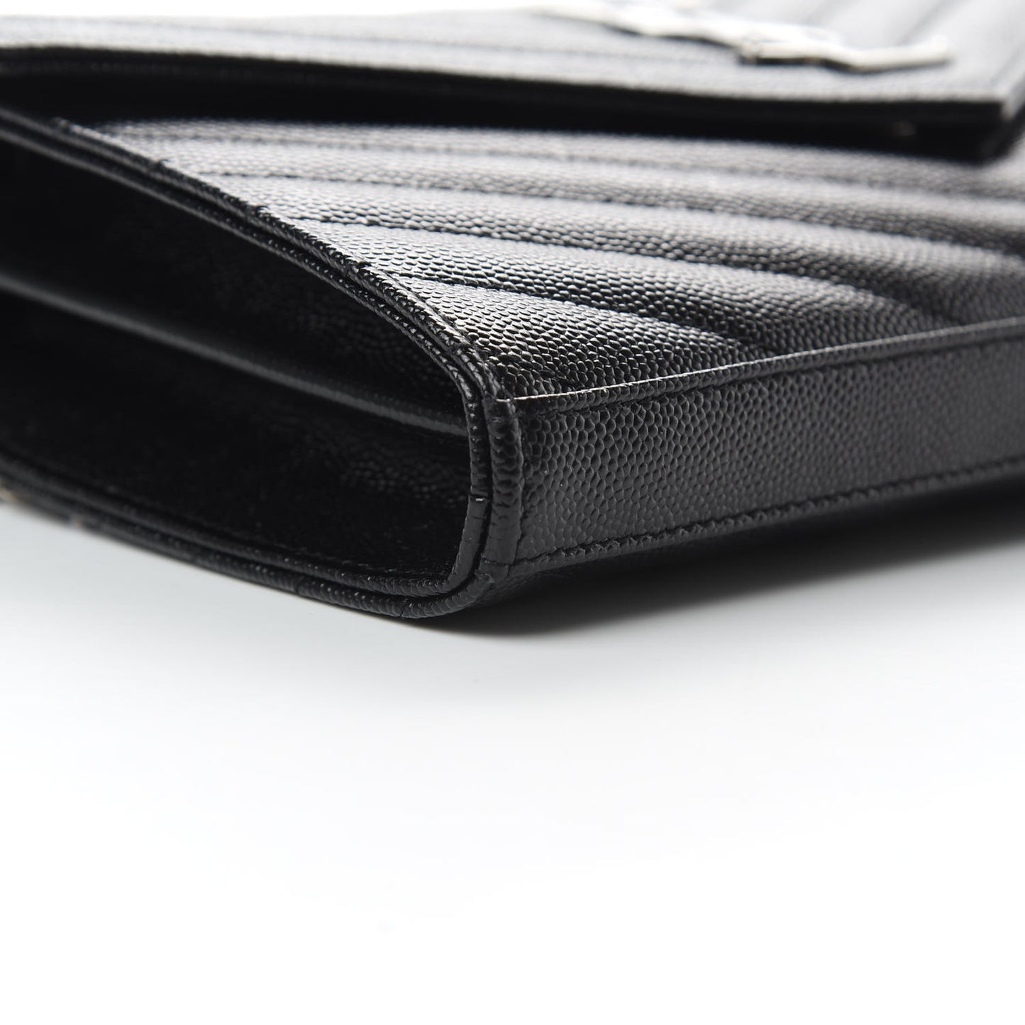 Grain De Poudre Matelasse Chevron Monogram Chain Wallet Black